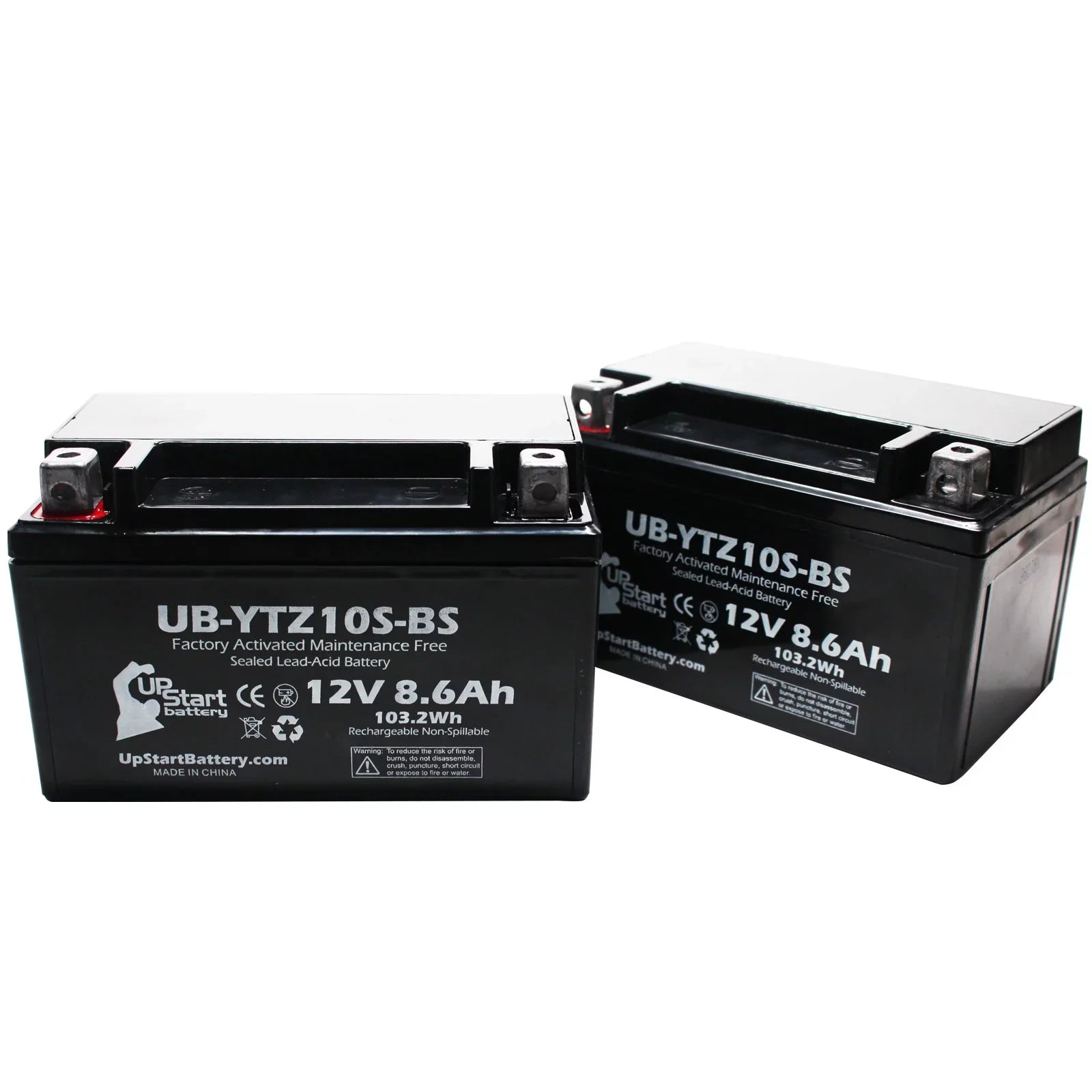 2-Pack UpStart Battery Replacement 2011 Yamaha YZF-R6 (excl. R6S) 600CC Factory Activated, Maintenance Free, Motorcycle Battery - 12V, 8.6Ah, UB-YTZ10S-BS
