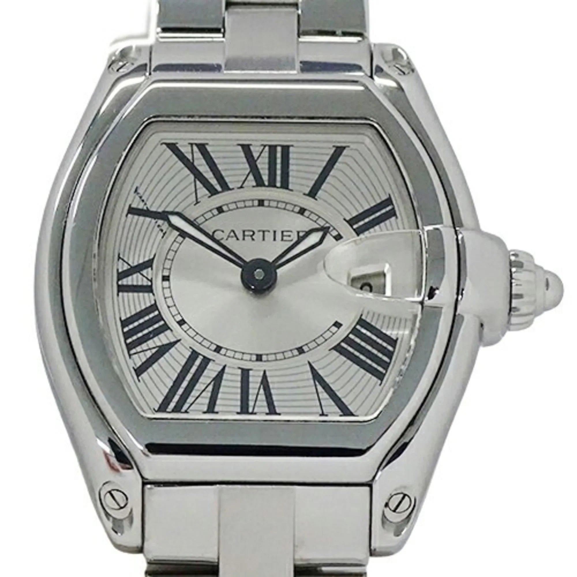 Pre-Owned Cartier Watch Ladies Roadster SM Date Quartz Stainless Steel SS W62016V3 Silver Polished (Fair)