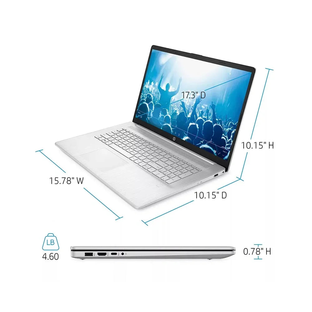 HP 2021 17.3" FHD IPS Laptop Computer, 11th Generation i7-1165G7, 64GB RAM, 2TB PCIe SSD, Backlit Keyboard, Iris Xe Graphics, HD Webcam, HD Audio, Windows OS, Silver, 32GB USB Card