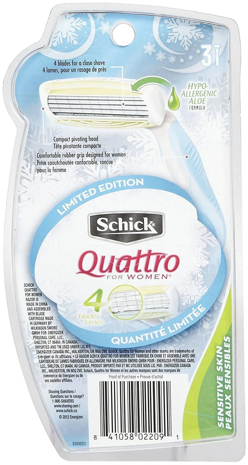Schick Quattro Quattro For Women Sensitive Skin Disposable Razor - 3 Ct - 2 Pk