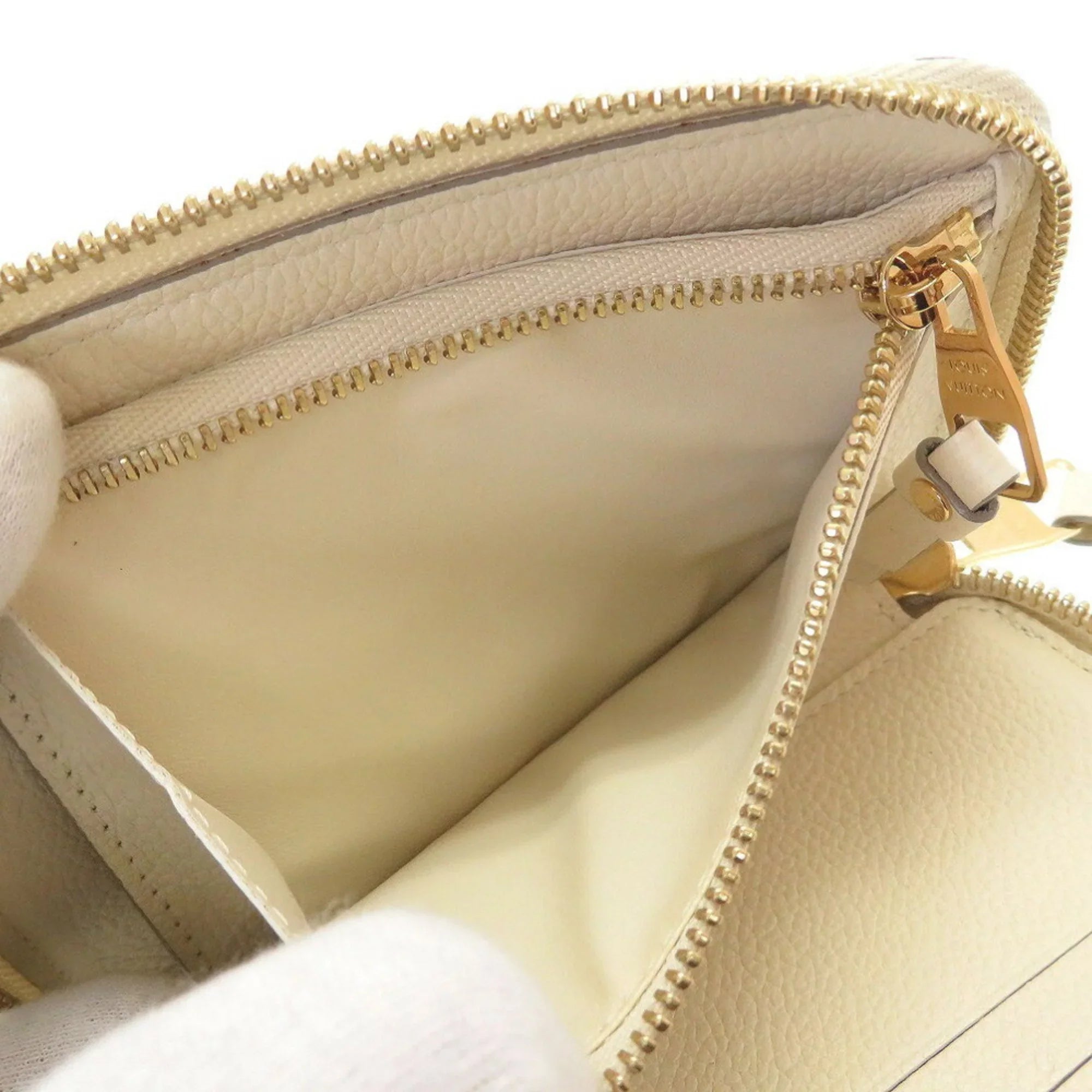 Pre-Owned Louis Vuitton Monogram Implant Portefeuille Secret M93432 Neige Bifold Wallet Round (Good)