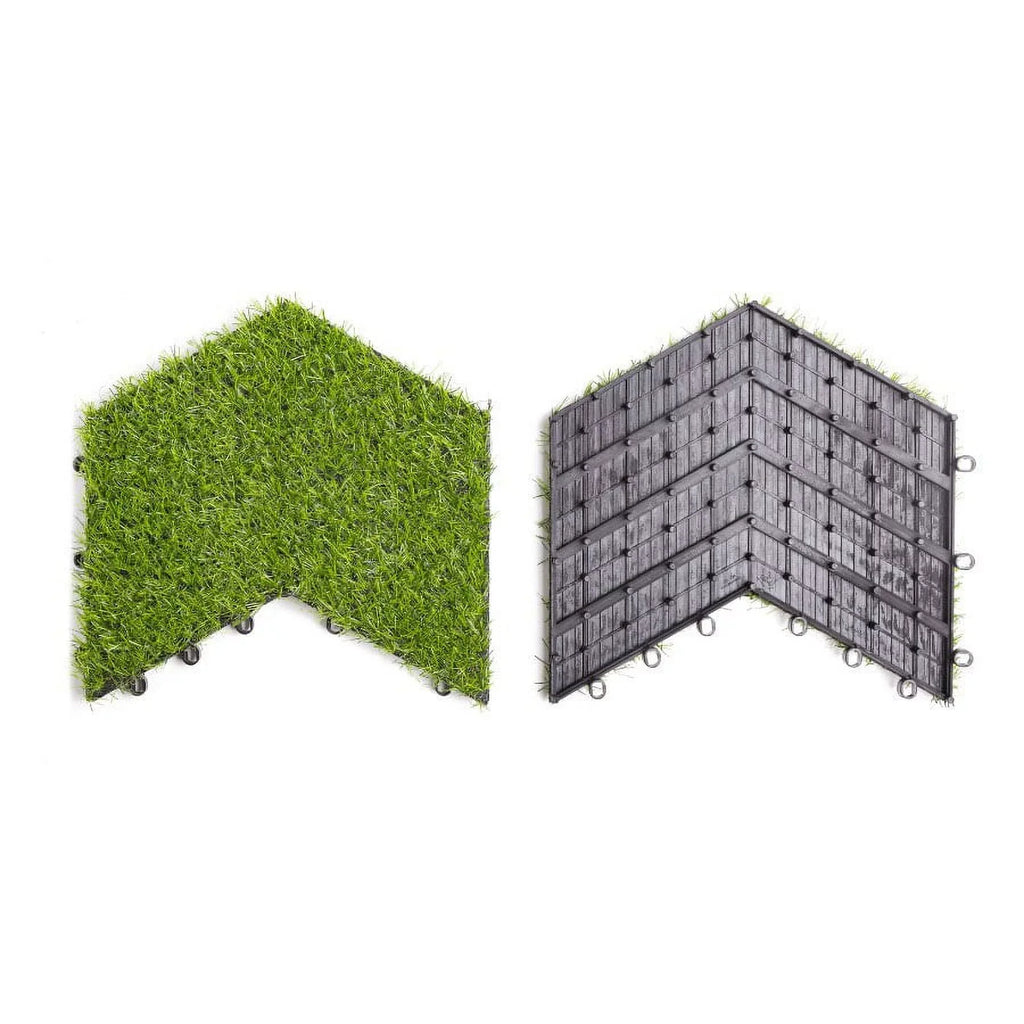 Home Cal Interlocking Grass Deck Tiles (Pack of 10, 12"x12")Turf Tiles Snap On Tile Flooring - Fake Grass Tiles, Artificial Grass Floor | Rubber Tiles, Outdoor Tile for Patio Table Grass Balcony Decor