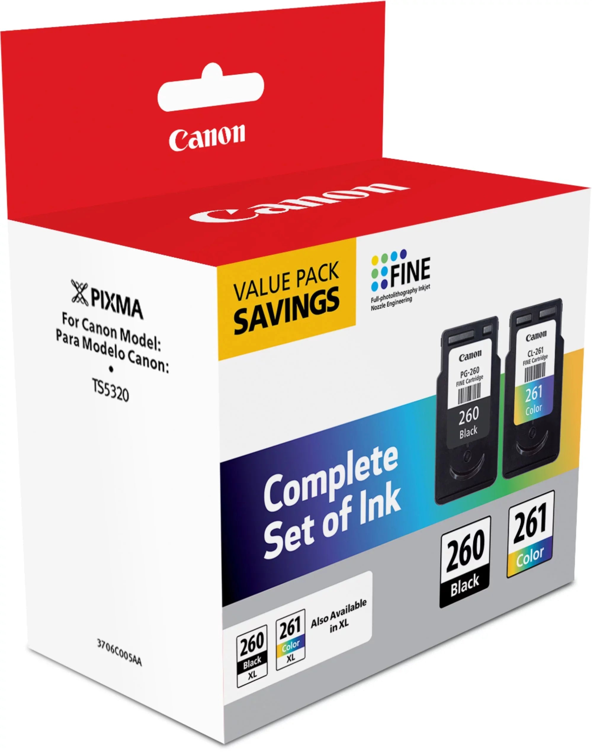 Canon 3725C006 (CL-261/PG-260) Ink, Black/Color
