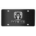 RAM 2019 up HEMI 3D Dual Logo Black Carbon Fiber Patten Steel License Plate