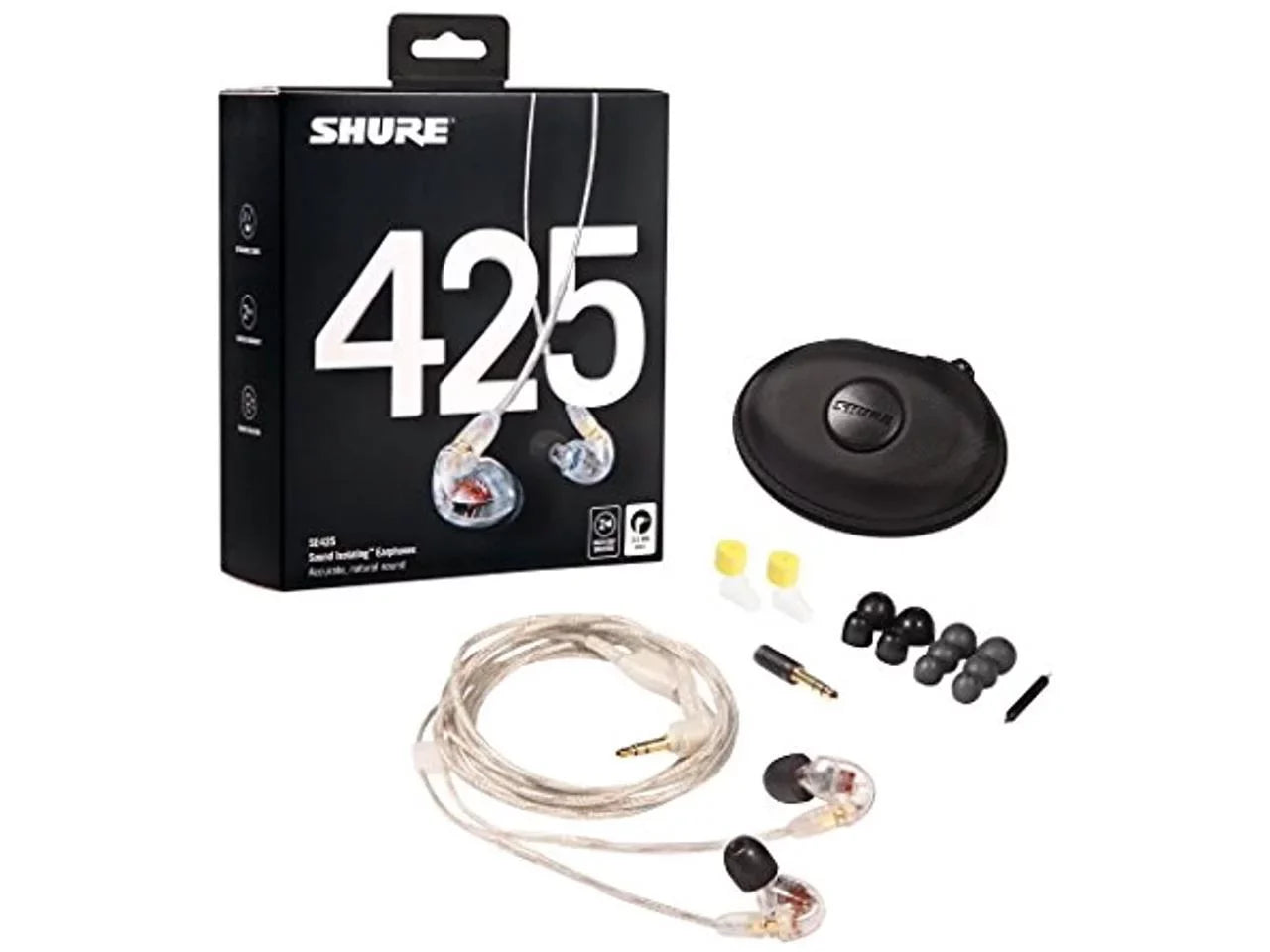 Shure SE425 Pro In-Ear Sound Isolating Dual Driver Earphones - Clear