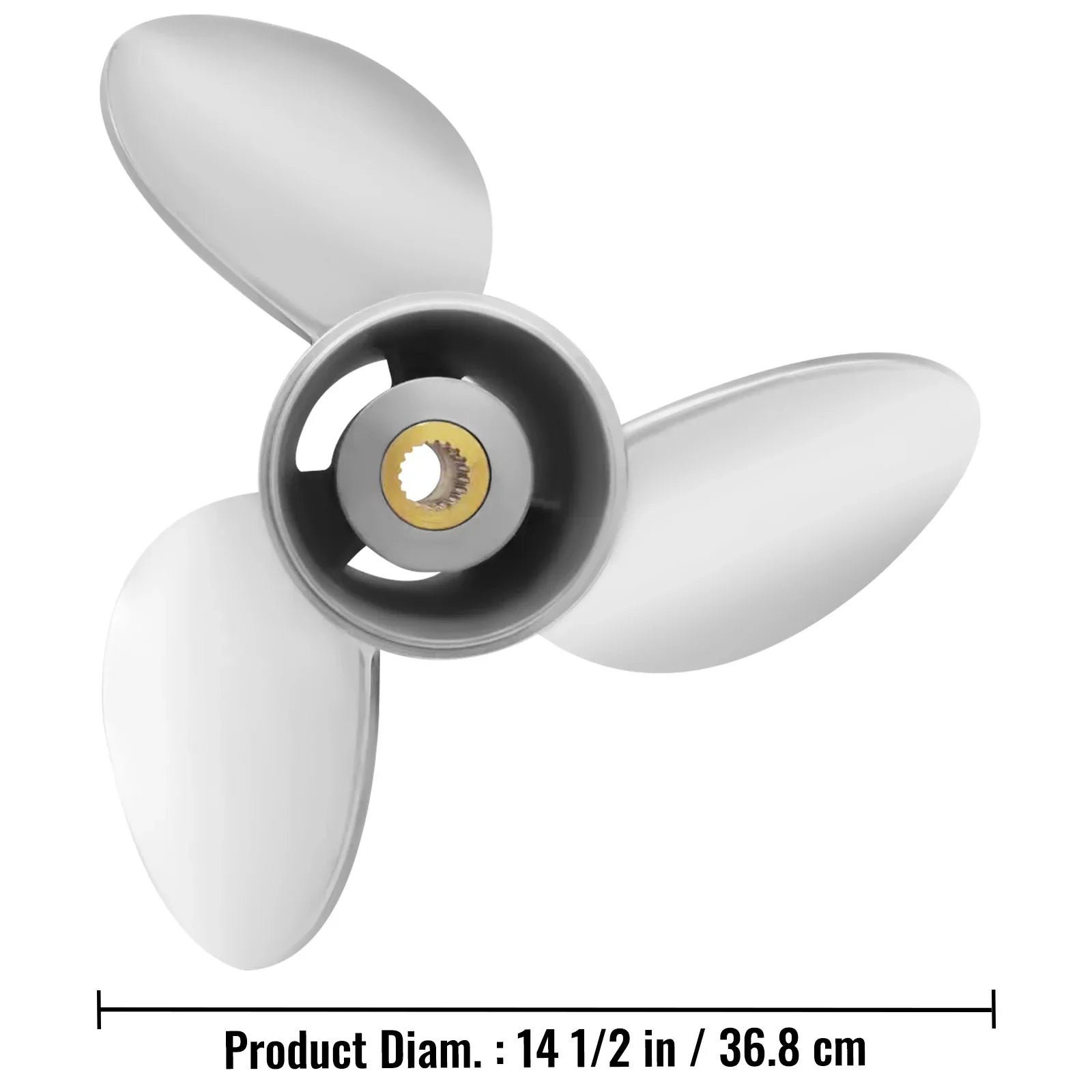 VEVOR Outboard Propeller, 3-Blade 14.5" x 21" Ship Propeller, Replace for OEM 3860709, Suitable with SX Sterndrives Outboard Volvo Penta Engine, Right-handed Steel Propeller Steel & 19 Spline Teeth