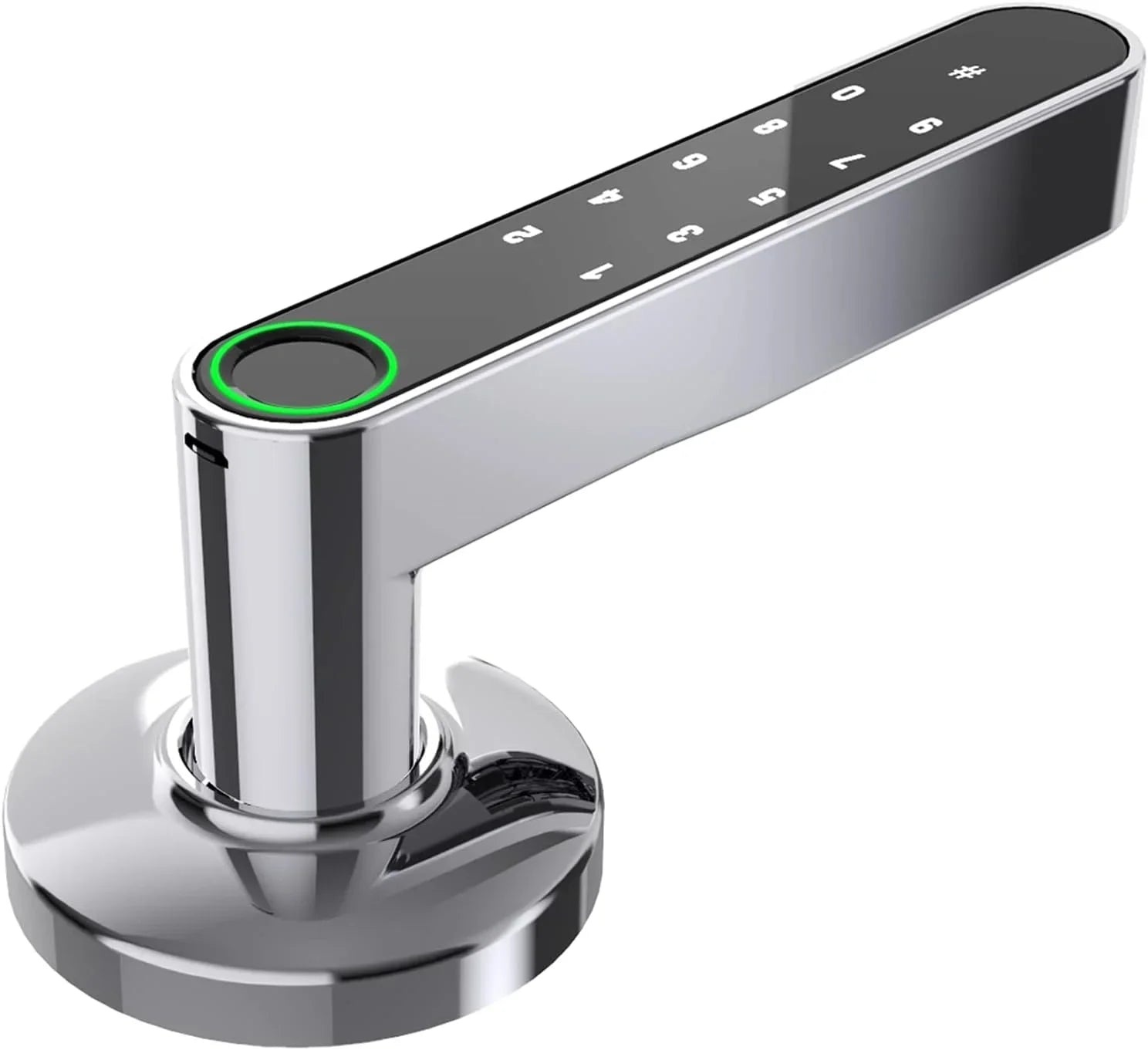 Smart Door Handle by GOURE, Fingerprint Door Lock with Keypads Password, Tuya App and Backup Keys, Easy to Install Optimal Suited for Office, Airbnb, Home [2024 New Upgrade]