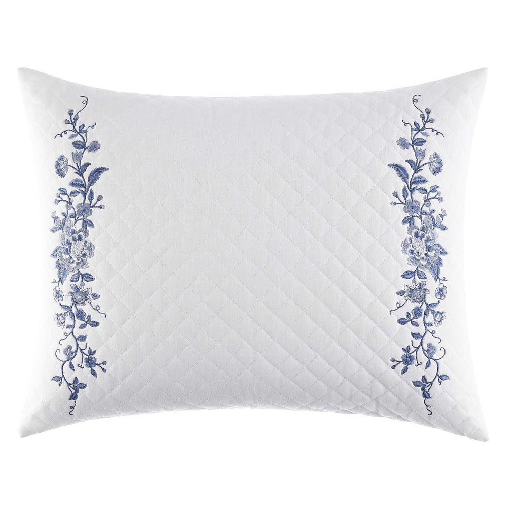 Laura Ashley Collection Perfect Decorative Throw Pillow, Premium Designer Caliber Decorative Pillow for Bedroom Living Room and Home D cor, 1 Count (Pack of 1), Charlotte Blue/White Throw Pillow (16" x 20") Charlotte Blue/White