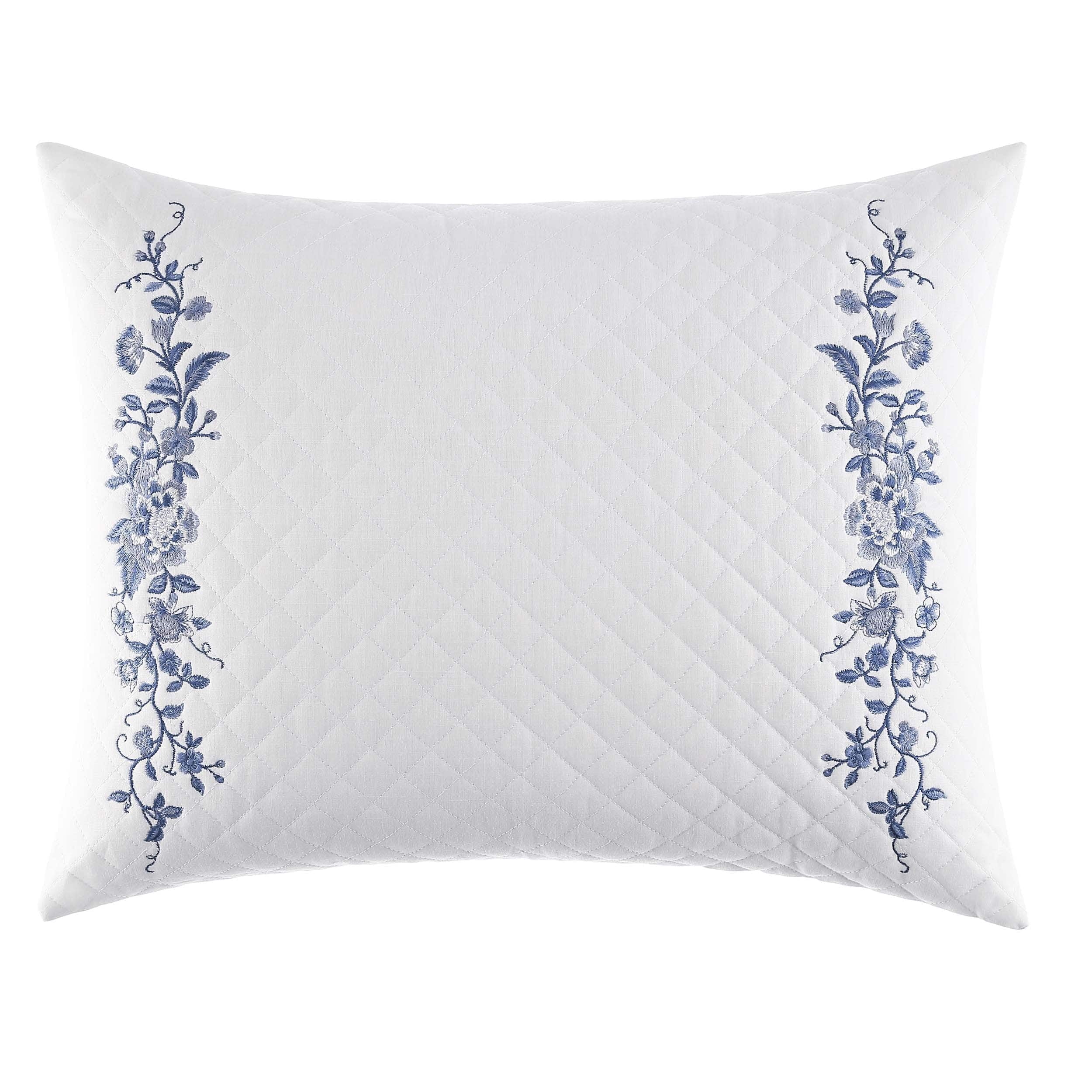 Laura Ashley Collection Perfect Decorative Throw Pillow, Premium Designer Caliber Decorative Pillow for Bedroom Living Room and Home D cor, 1 Count (Pack of 1), Charlotte Blue/White Throw Pillow (16" x 20") Charlotte Blue/White