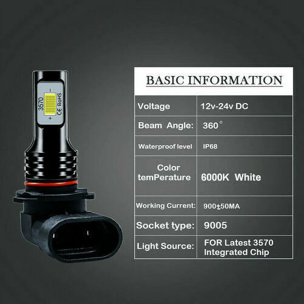 6pcs For 1999 2000 2001 2002 GMC Sierra 1500 2500 9005 9006 LED Headlight + 880 Fog Light Bulbs Super Bright white 6000K