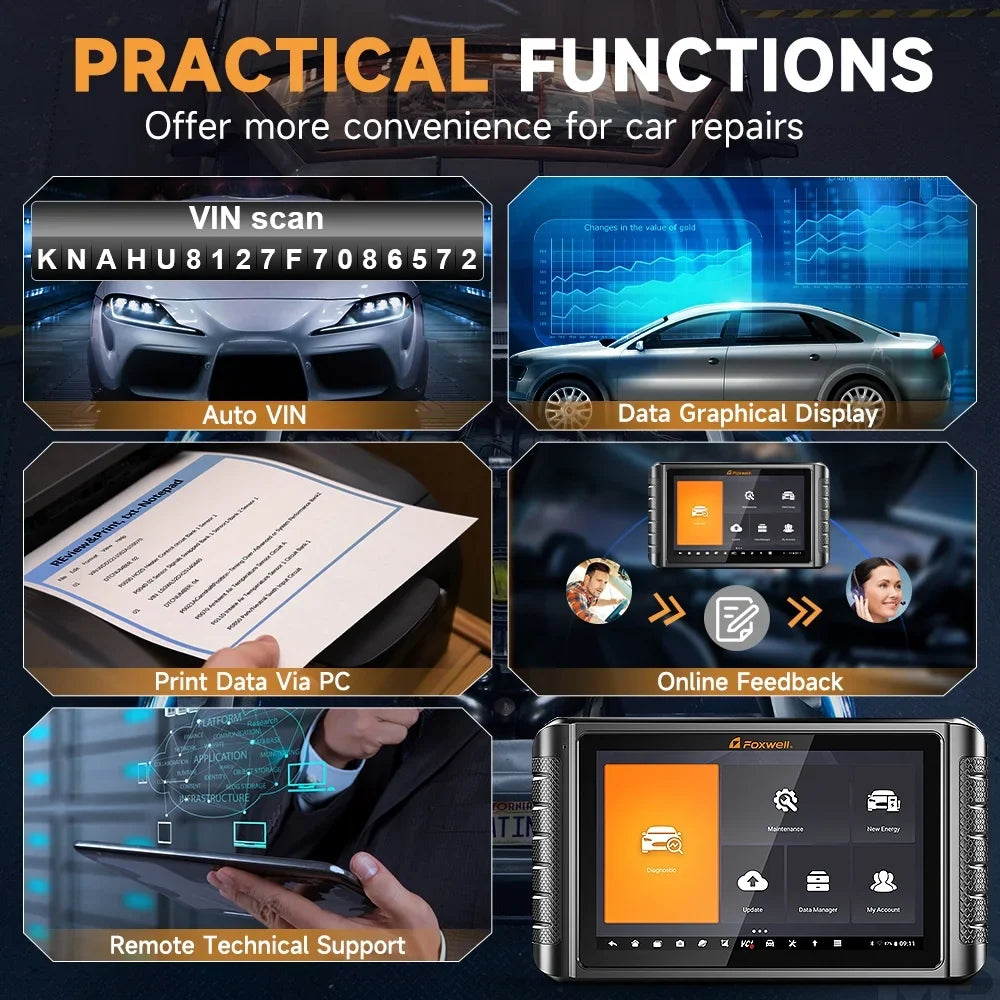 FOXWELL Scanner NT909 Bidirectional Control OBD2 Scanner Code Reader ECU Coding Key TPMS Programmer Diagnostic Scan Tool