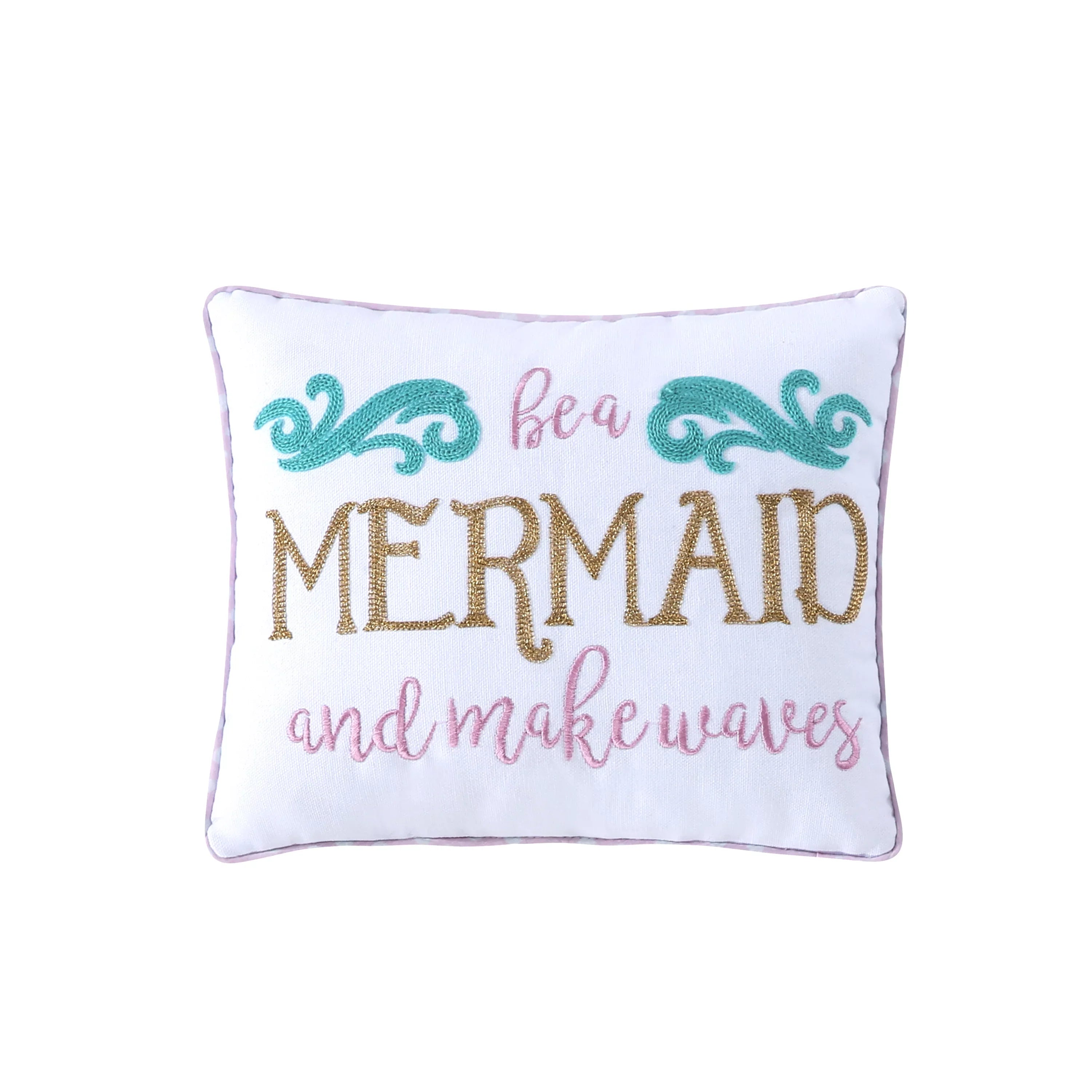 Levtex Baby - Mermaid Toddler Bed Set - Pink, Aqua, Taupe - Floral - 5 Piece Set Includes Reversible Quilt, Fitted Sheet, Flat Sheet, Pillow Case, Decorative Pilow