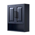 Wyndham Collection Dark Blue Daria Over-the-Toilet Bathroom Wall-Mounted Storage Cabinet with Matte Black Trim