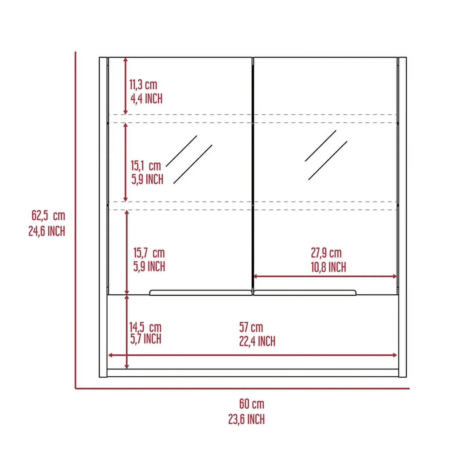 Home Square 2-Piece Set with Medicine Cabinet & 63" One Door Linen Cabinet