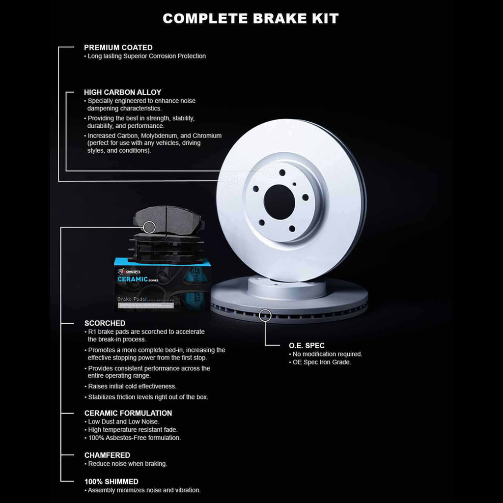 R1 Concepts Wdwh2 59054 R1 Concepts Brake Rotor Carbon Coated With Ceramic Pads Fits select: 2002-2003 HONDA CIVIC SI