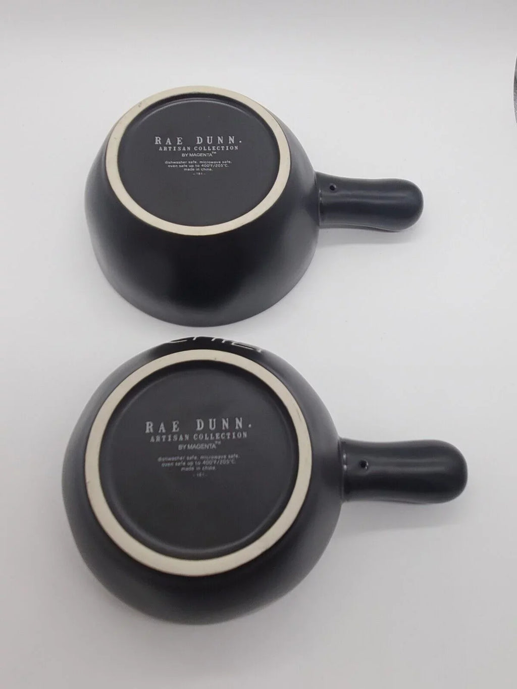 Rae Dunn CHILI Handled Bowl Black Ceramic with White LL Letters