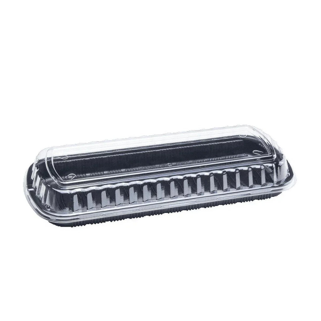 Karat Full Slab Black PP Plastic Rib Container with Clear OPS lid - 100 ct