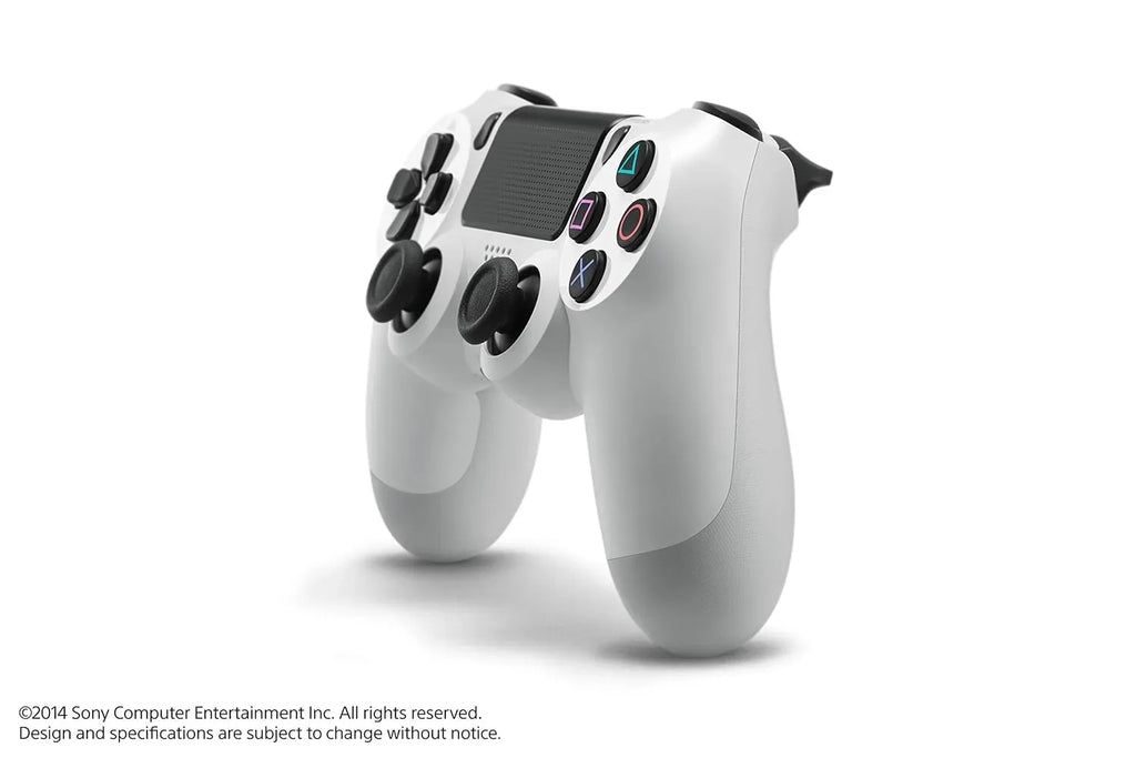 Sony Dual Shock White Gaming Controller For PS4 Console + Wired Earbuds BOLT AXTION Bundle Like New