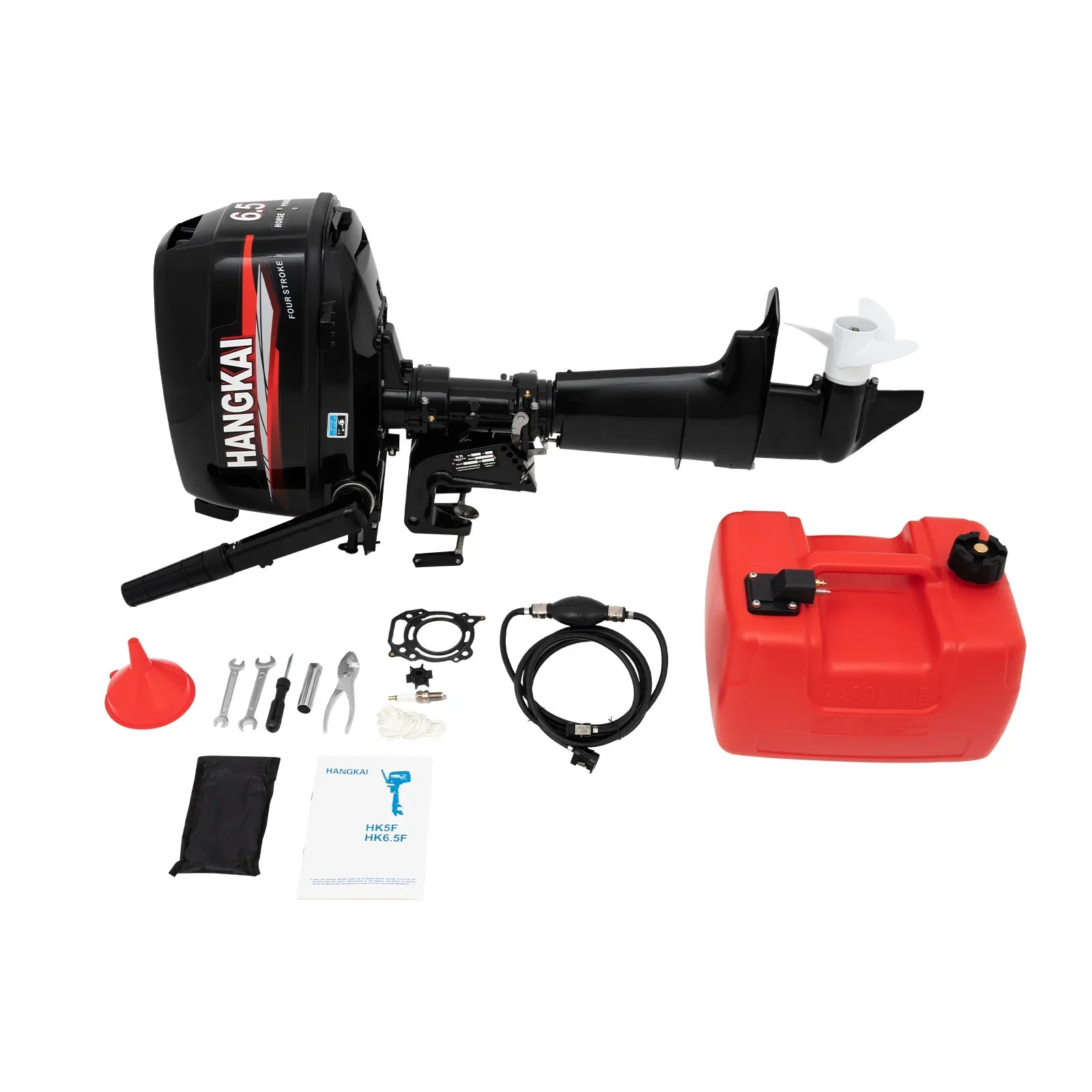 Anqidi 6.5HP 4 Stroke Outboard Motor 123CC Heavy Duty Vessel Engine with Single Cylinder Water Cooling System & CDI Ignition Tiller Control Max 6000r/min