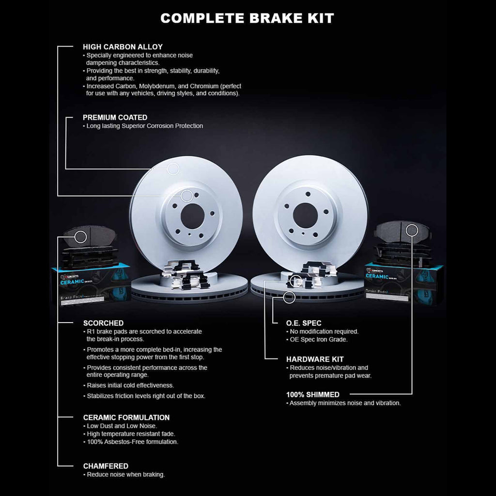 R1 Concepts Wdwh2 59054 R1 Concepts Brake Rotor Carbon Coated With Ceramic Pads Fits select: 2002-2003 HONDA CIVIC SI