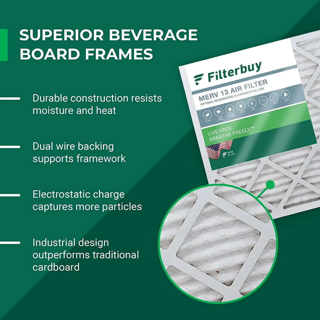 Filterbuy 25x25x1 MERV 13 Pleated HVAC AC Furnace Air Filters (4-Pack)