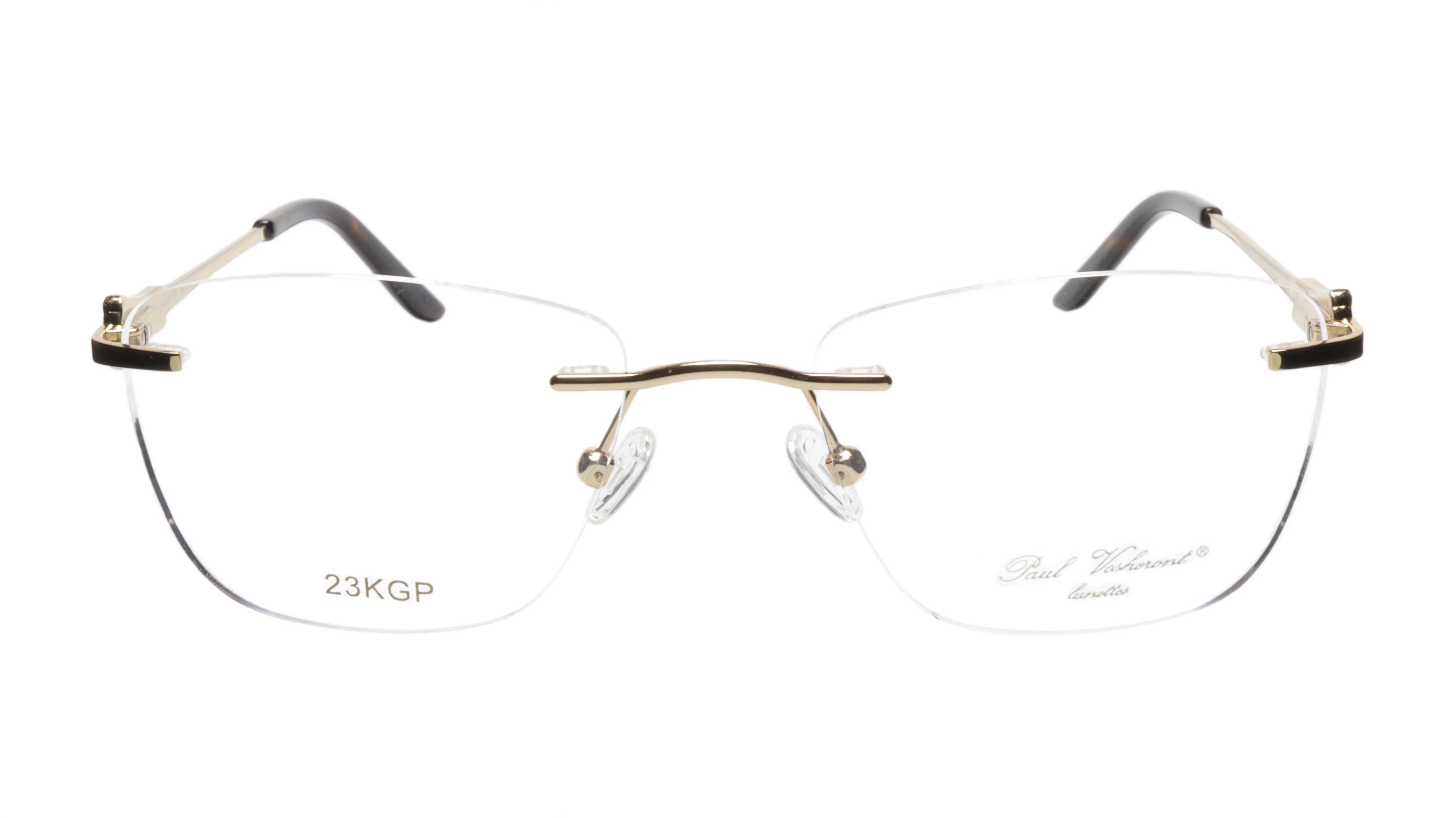 Paul Vosheront Tapered Square Gold & Black Acetate Optical Frame 52-18-135 37
