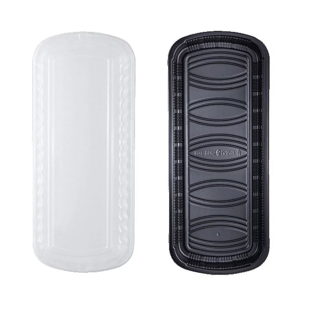 Karat Full Slab Black PP Plastic Rib Container with Clear OPS lid - 100 ct