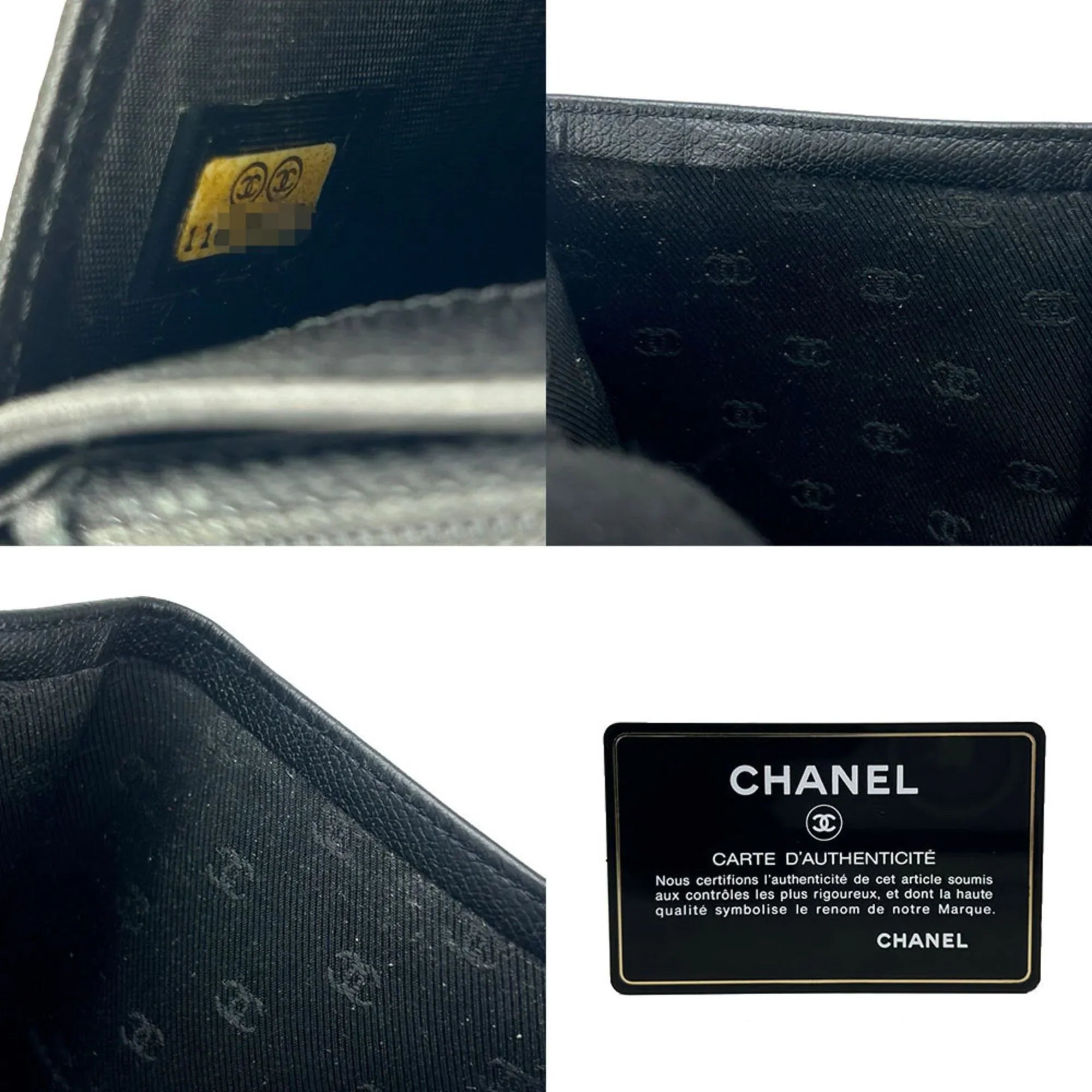 Pre-Owned CHANEL bifold long wallet A20904 1 Coco button black leather accessories ladies coco (Good)