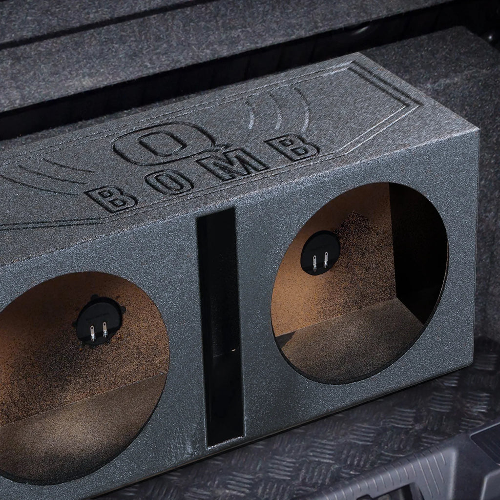 QPower QBOMB15V Dual 15" Vented Port Subwoofer Sub Box w/ Bedliner Spray