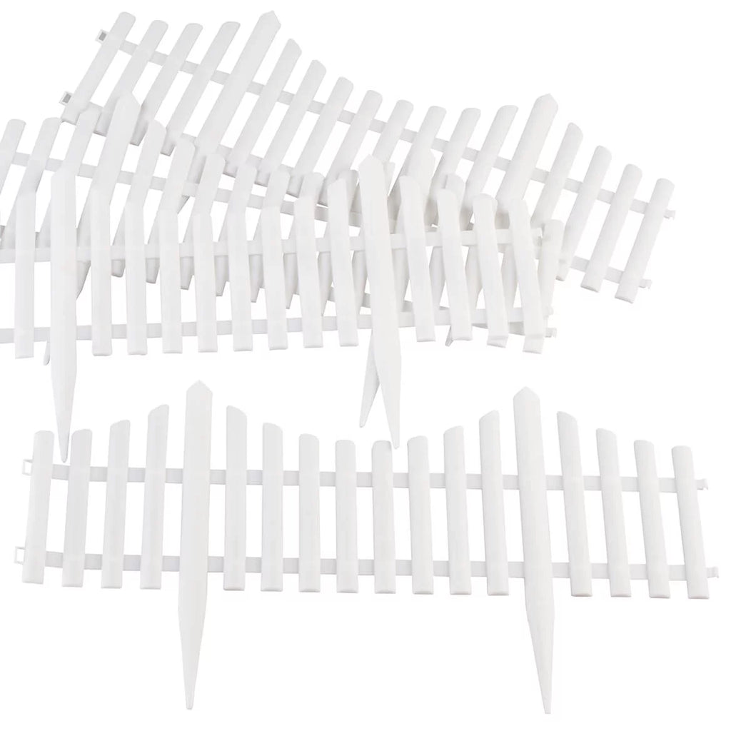 Flexible Fence Edging - Decorative Pickets (6"-13" High), Interlocking Design for Circle, Corner, or Straight Fences - 8' Border (8 Pieces, 24" Each)