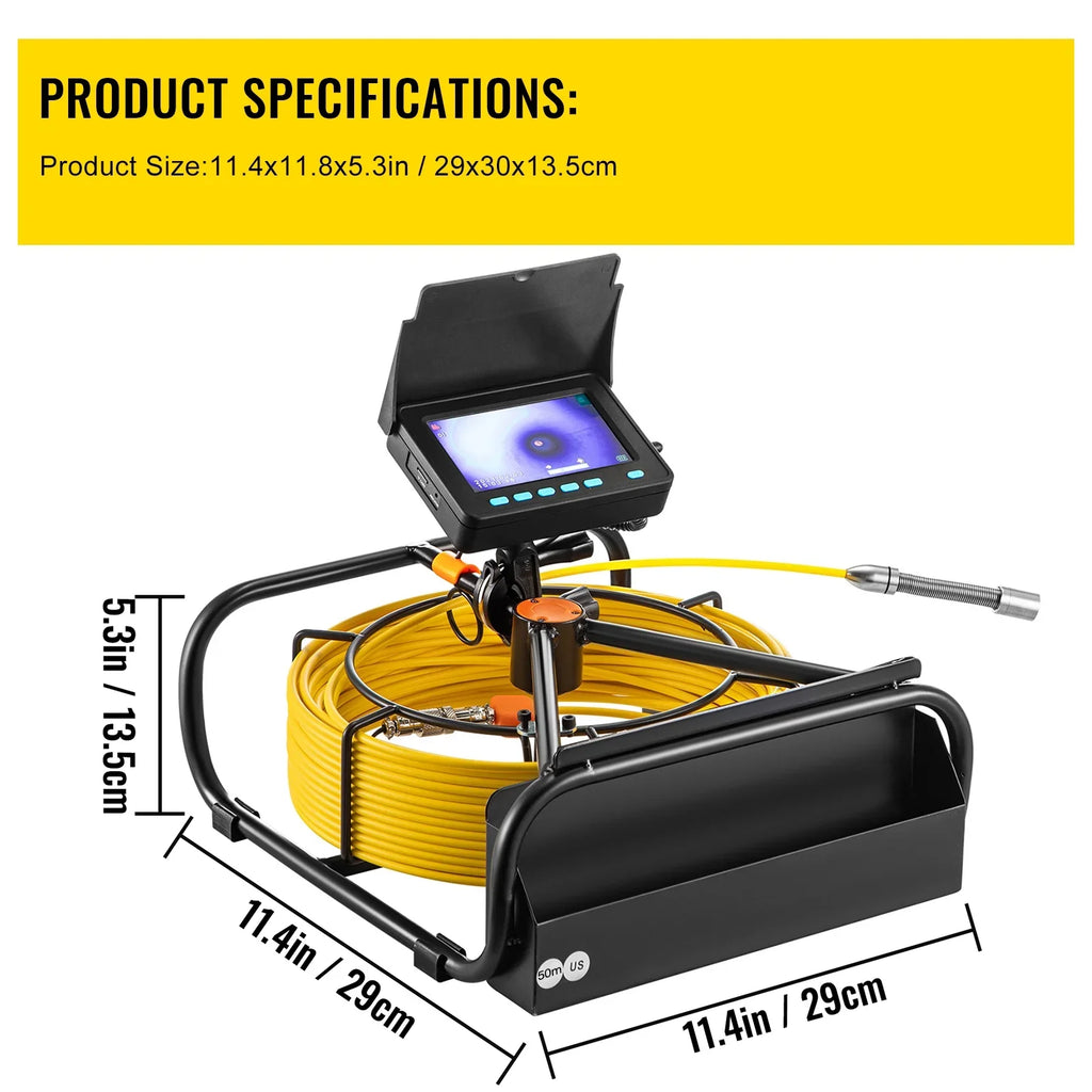 SKYSHALO Sewer Camera 164FT Cable Pipeline Inspection Camera 4.3 Inch TFT LCD Monitor Pipe Camera Screen Waterproof IP68 Duct Inspection Camera with 6PCS LEDs 8500MAH Lithium Battery, DVR Function
