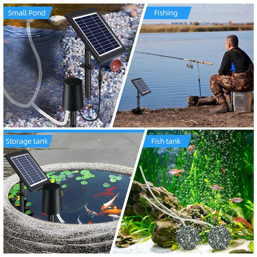 Anself Solar Pond Aerator with Air Pump, 3 Modes, 4W, No Noise, Efficient Oxygenation Pump, Optimal for Pond Stock Fishing Hydroponics
