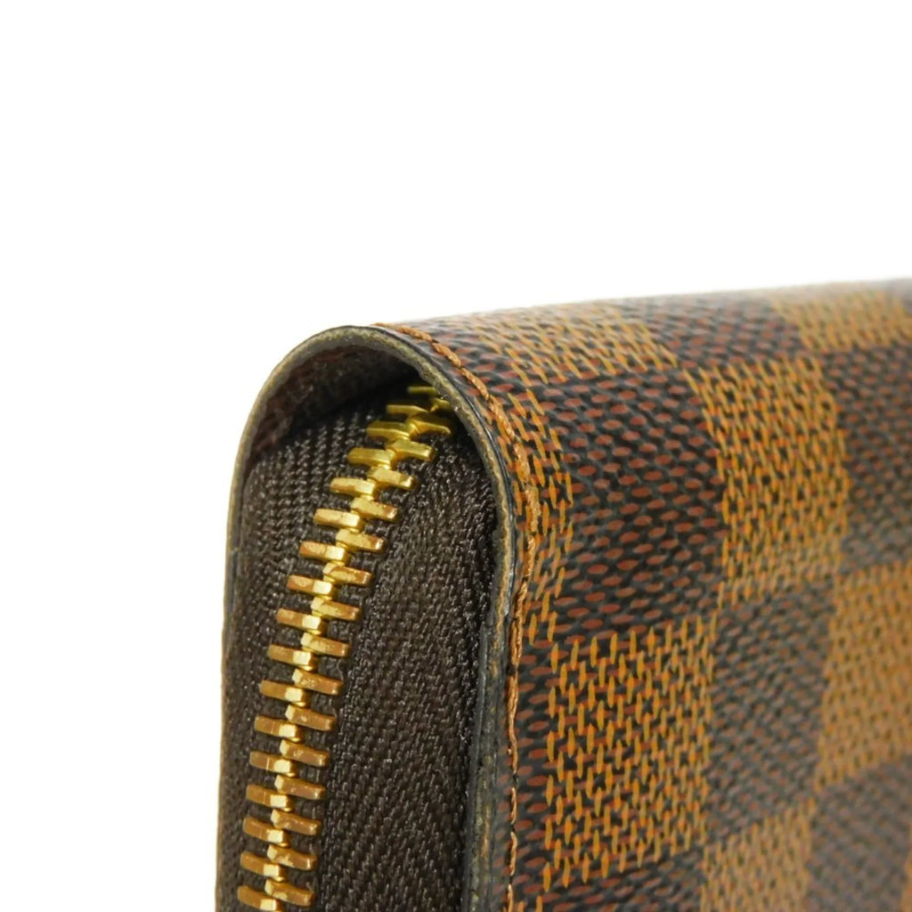 Pre-Owned LOUIS VUITTON Long Wallet Zippy Logo Brown New Round Zipper Checkered Pattern Vuitton Damier Ebene N41661 Men's Women's (Good)