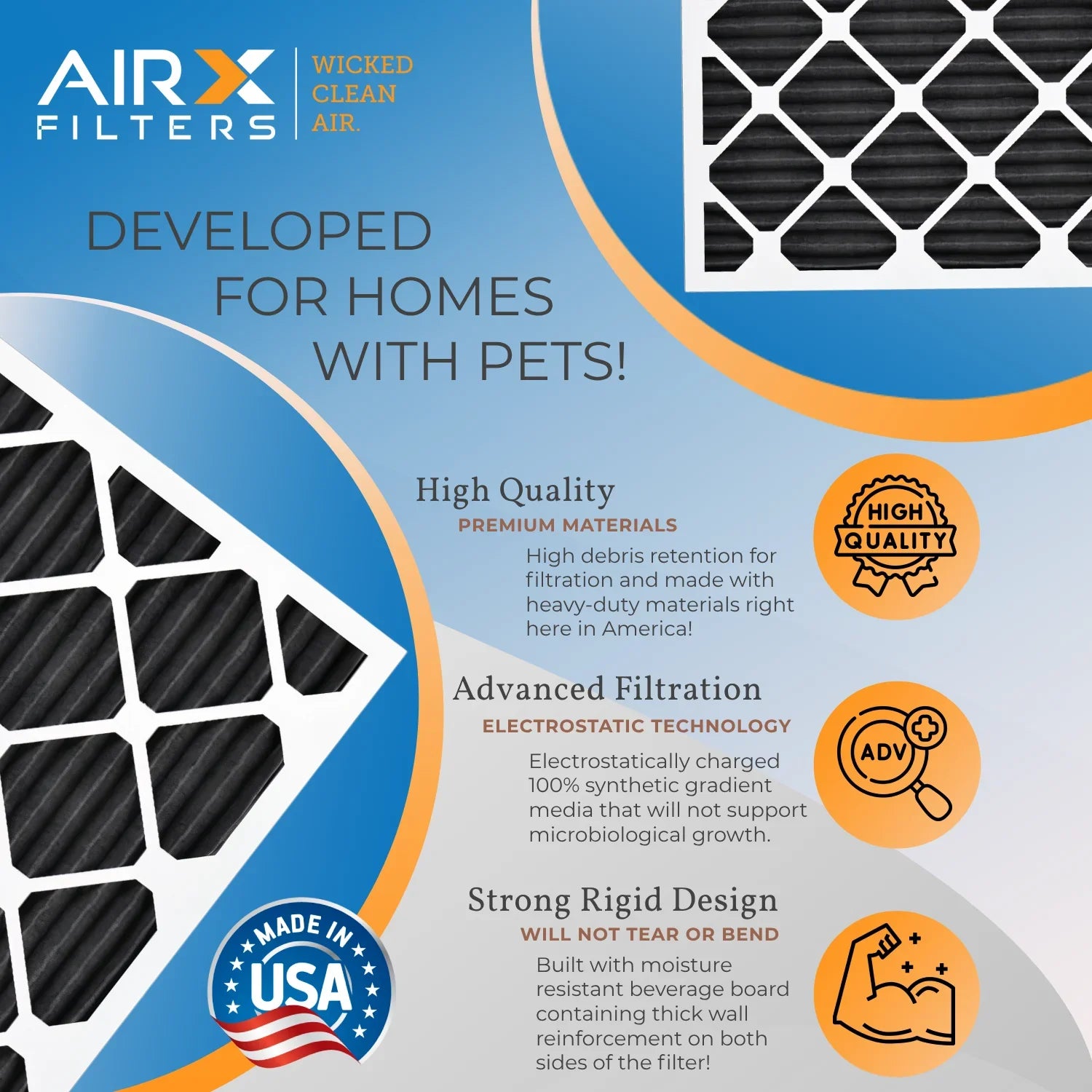 14x25x1 Air Filter Odor Eliminator Carbon Filter MERV 8 Comparable to MPR 700 & FPR 5 AC HVAC Premium USA Made 14x25x1 Furnace Filters by AIRX FILTERS WICKED CLEAN AIR. 6 Pack