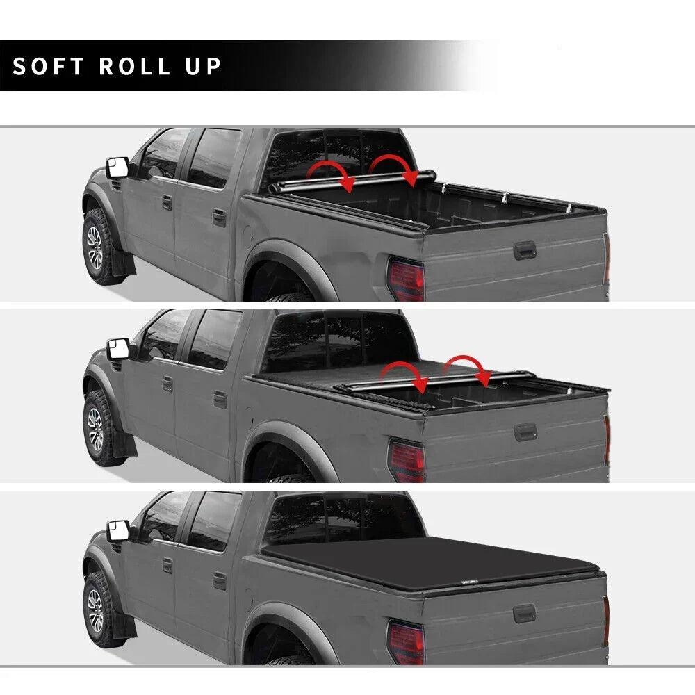 Ledkingdomus 5.7 ft Bed Soft Roll up Truck Bed Tonneau Wrap for 2009-2023 Dodge Ram 1500 Without Rambox