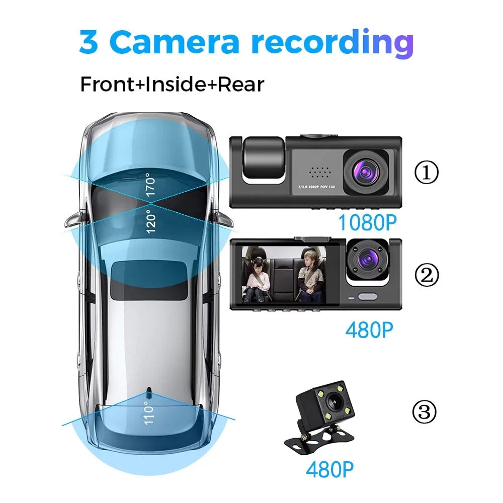 Nebublu Dash Cam with Multi-Language Recording, Auto Safety Driving Recorder for Clear Car Rearview Mirror