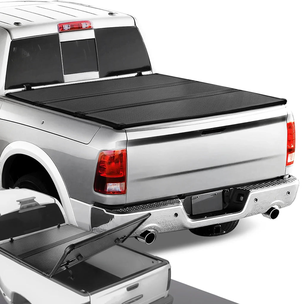 DNA Motoring TTC-HARD-028 For 2009 to 2022 Ram Truck 1500 / 3500 Fleetside 6.5Ft Short Bed Hard Solid Tri -Fold Tonneau Protection