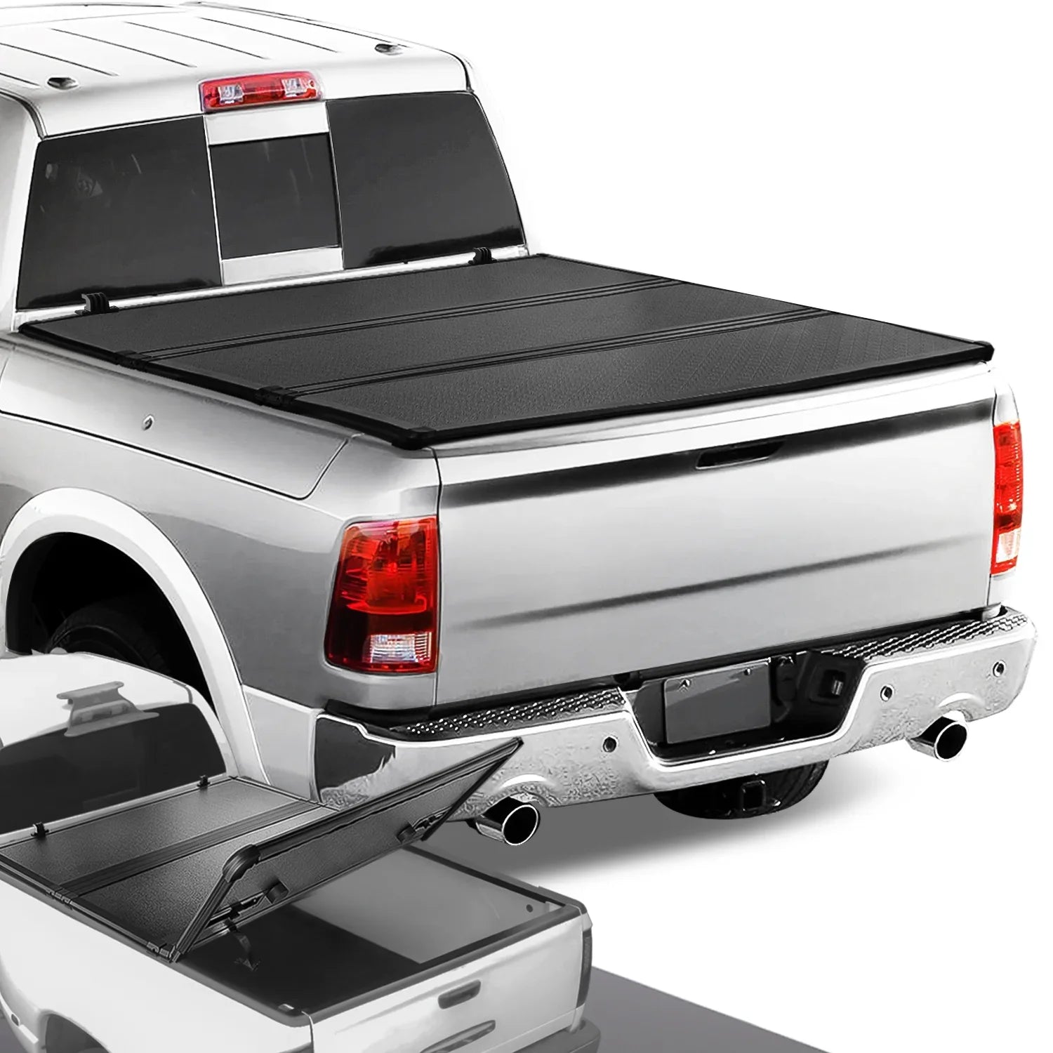 DNA Motoring TTC-HARD-028 For 2009 to 2022 Ram Truck 1500 / 3500 Fleetside 6.5Ft Short Bed Hard Solid Tri -Fold Tonneau Protection