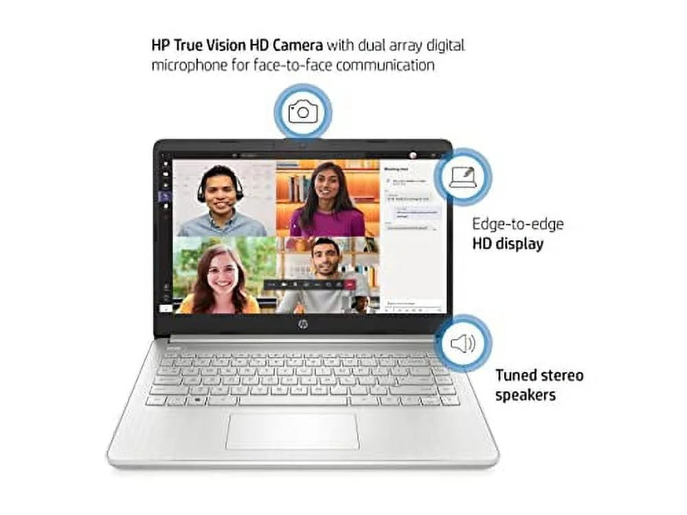 HP 2023 Newest 14 Laptop, 14" Display, i5 1135G7 Processor, 32GB RAM, 1TB SSD, Iris Xe Graphics, Bluetooth, Webcam, HDMI, Windows 11 Home, Natural Silver