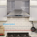 IKTCH Range Hoods 30 inch Wall Mount 900 CFM Ducted/Ductless Convertible, Kitchen Chimney Vent Stainless Steel with Gesture Sensing & Touch Control Switch Panel, 2 Pcs Adjustable Lights(IKP02-30)