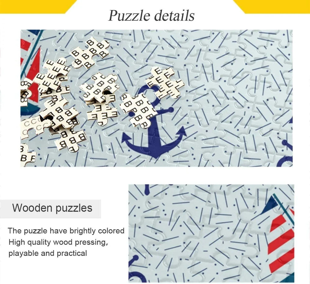 Wellsay Nautical Vessel Anchor Steering Wheel and Lifebuoy Marine Sea Theme Decoration Jigsaw Puzzles 1000 Pieces Puzzle for Adults Kids DIY Gift