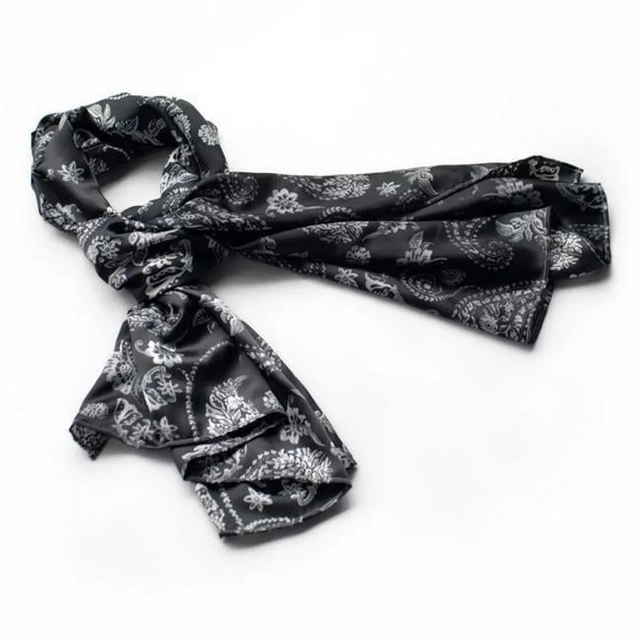 BRA-SCA01024-L Blancho Black Flower and Paisley Noble Decent Soft Natural Silk Scarf/Wrap/ShawlLarge