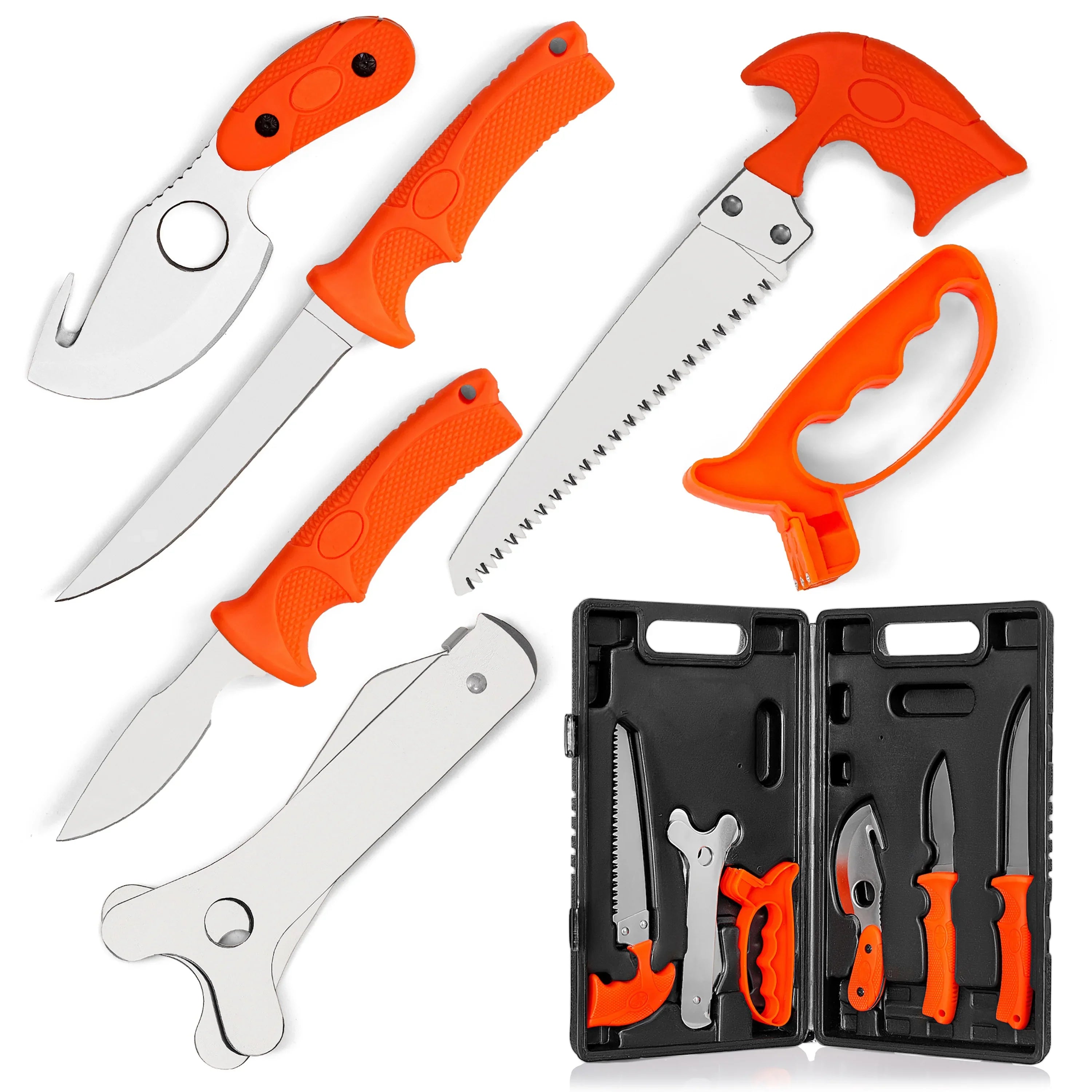 Maxam 7 Piece 420 Stainless Steel Game Cleaning Set - Satin Finish Blades