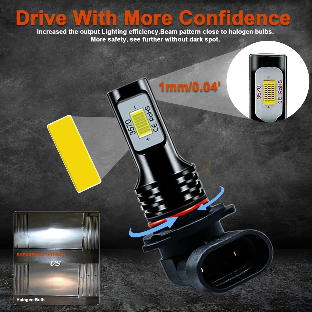 6pcs For 1999 2000 2001 2002 GMC Sierra 1500 2500 9005 9006 LED Headlight + 880 Fog Light Bulbs Super Bright white 6000K