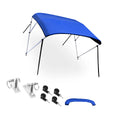 Unique Bargains 600D 3 Bow 6"L x 46"Hx61"-66"W Bimini Top Stainless Steel Deck Hinges Blue