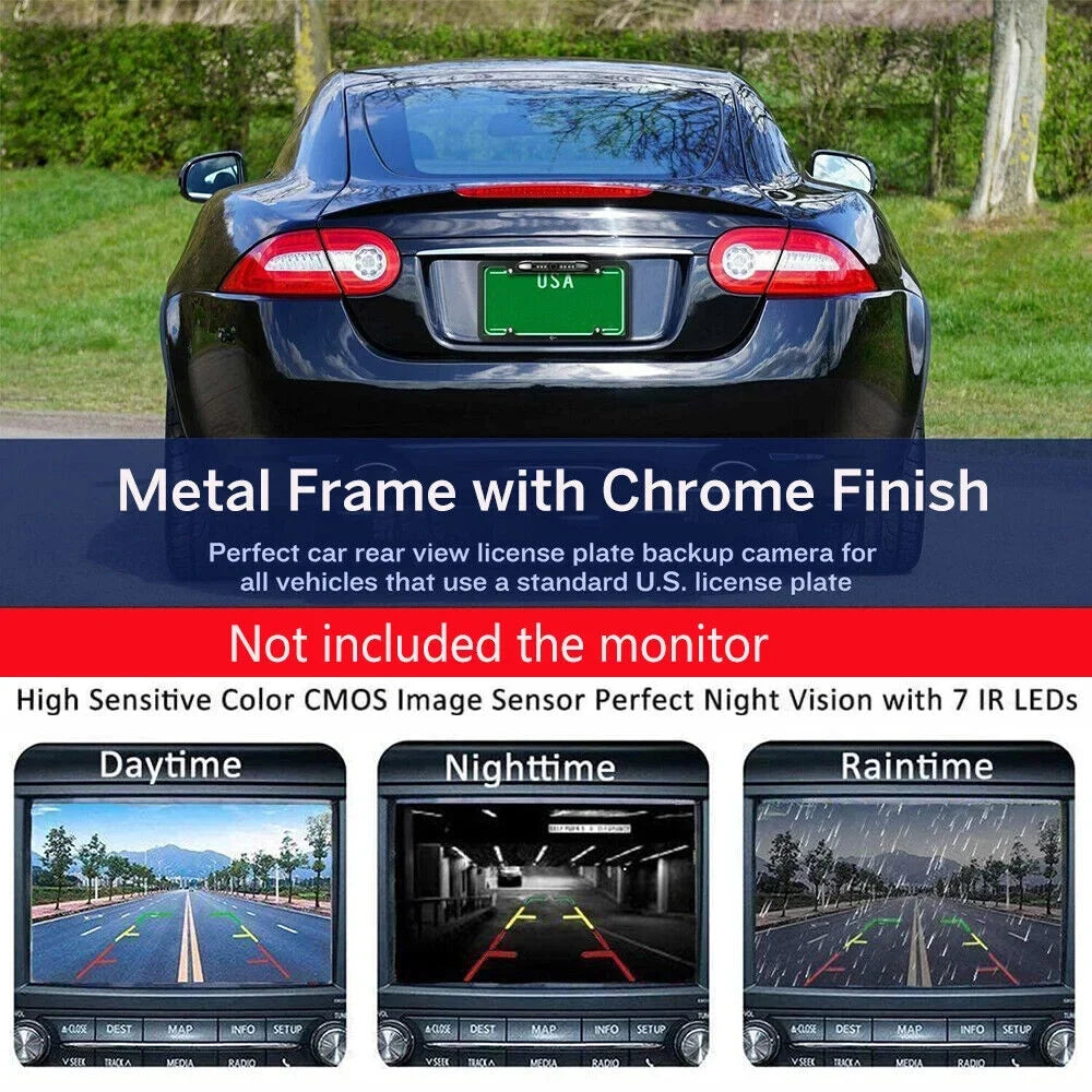 Backup Camera Waterproof Night Vision HD Wide Angle License Plate Car Rear View