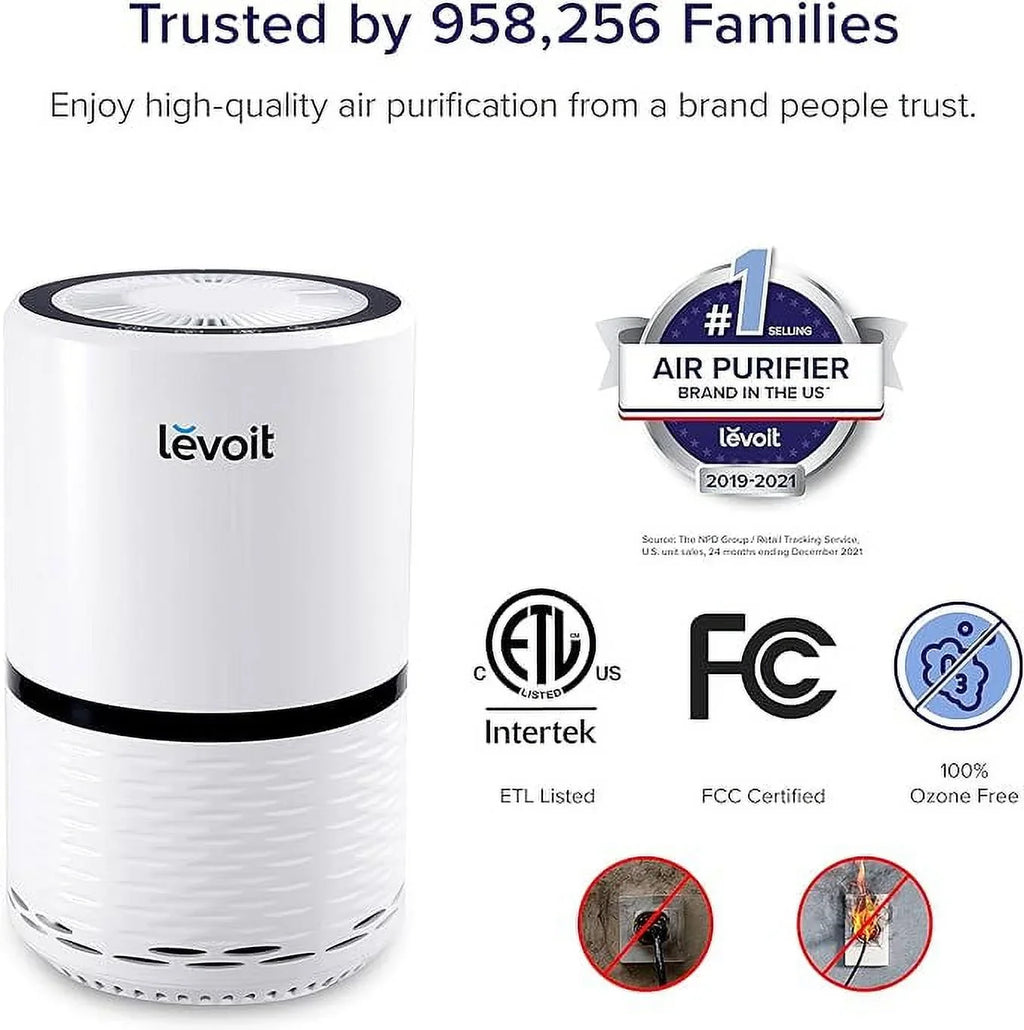 Open Box Levoit Air Purifier HEPA Upgraded Filter for Smoke Odors Pet LV-H132X-WM - White
