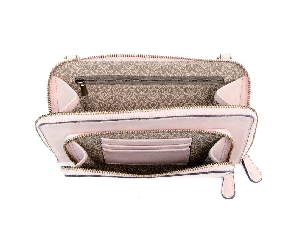 Joy Susan Women's Brushed Mini Convertible Zip Wristlet Bag, Barely Pink, One-Size