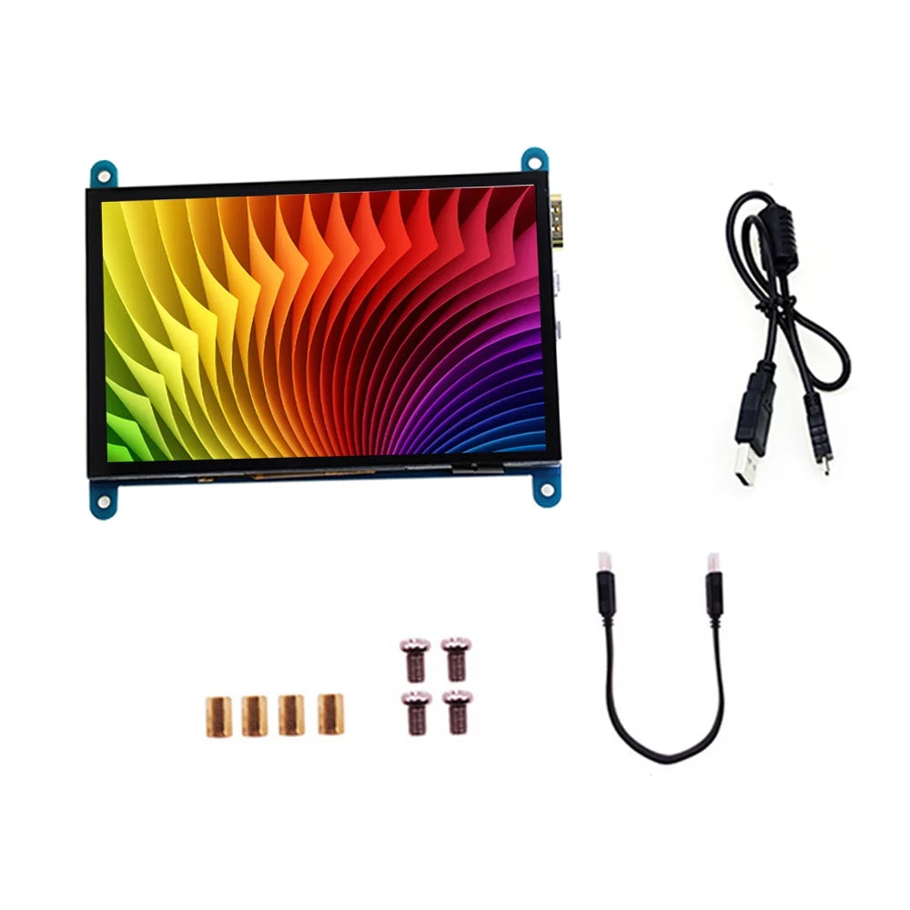 CACAGOO 5 Inch HD Capacitive Touchscreen Display 800*480 Resolution Small Portable Monitor with USB HD Interface Fitting with Raspberry Pi Educational Tool