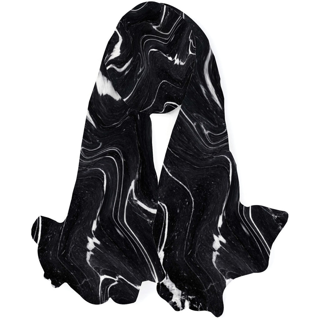 FREEAMG Black Marble Silk Long Scarf for Women Large Oblong Sunscreen Shawls Wraps Neck Headscarf Hair Wraps Gift Packed